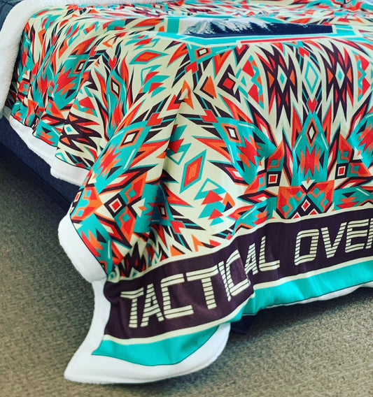 Tactical Overland | Navajo Print | Queen Size Reversible Turquoise Blue/Orange